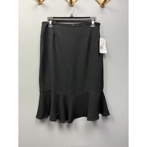 Liz Claiborne Skirt Womens Size 8P‎ Black Stretch Classic Career Flare Ruffle